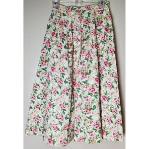 Vintage Herman Geist Floral Midi Skirt 4 Cottagecore Coquette Pleated Pink Roses
